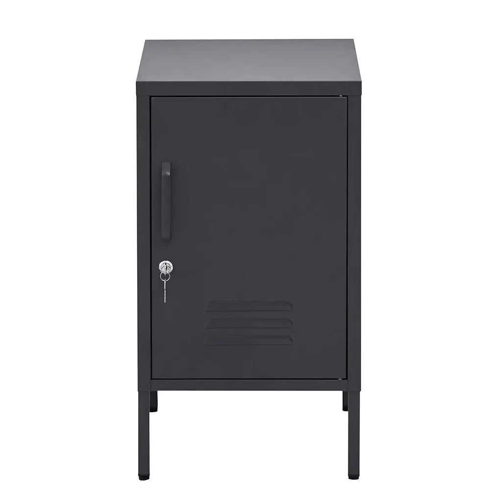 Artiss Bedside Table Metal Cabinet - Black - Chez Guru