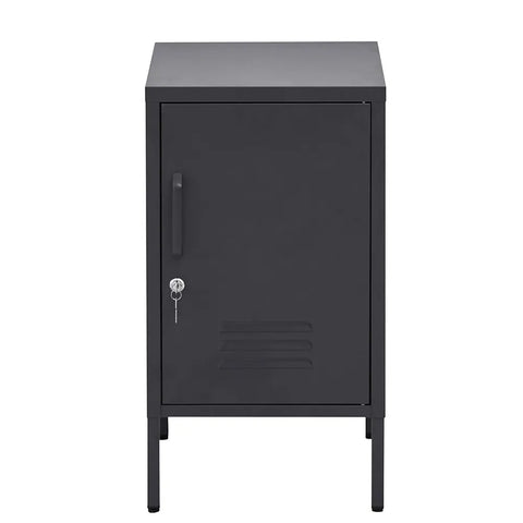 Artiss Bedside Table Metal Cabinet - Black - Chez Guru