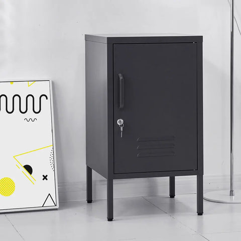 Artiss Bedside Table Metal Cabinet - Black - Chez Guru