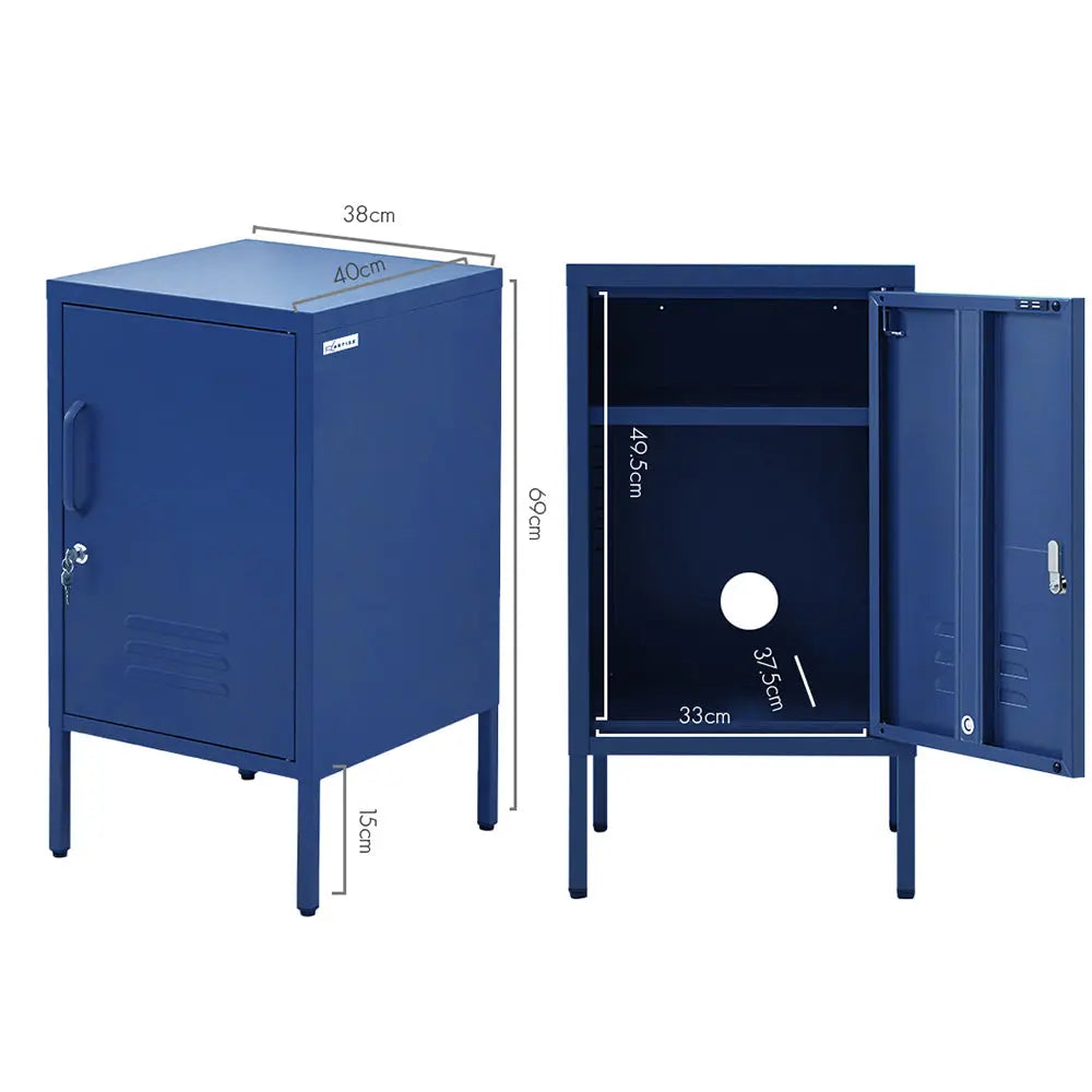 Artiss Bedside Table Metal Cabinet - Blue - Chez Guru