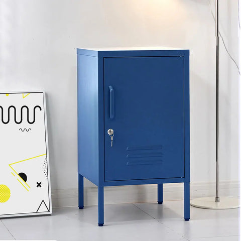 Artiss Bedside Table Metal Cabinet - Blue - Chez Guru