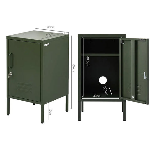 Artiss Bedside Table Metal Cabinet - Green - Chez Guru