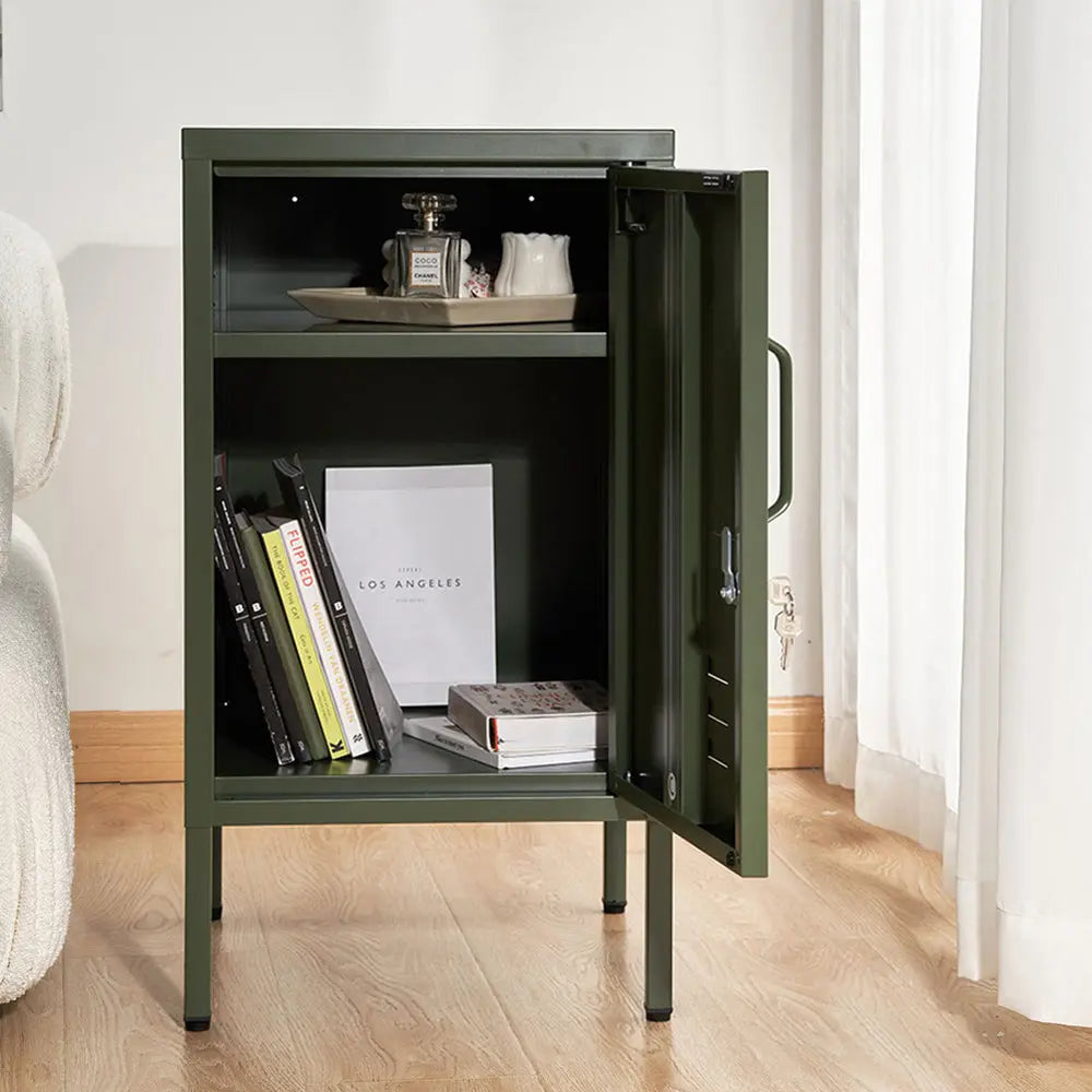 Artiss Bedside Table Metal Cabinet - Green - Chez Guru
