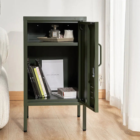 Artiss Bedside Table Metal Cabinet - Green - Chez Guru