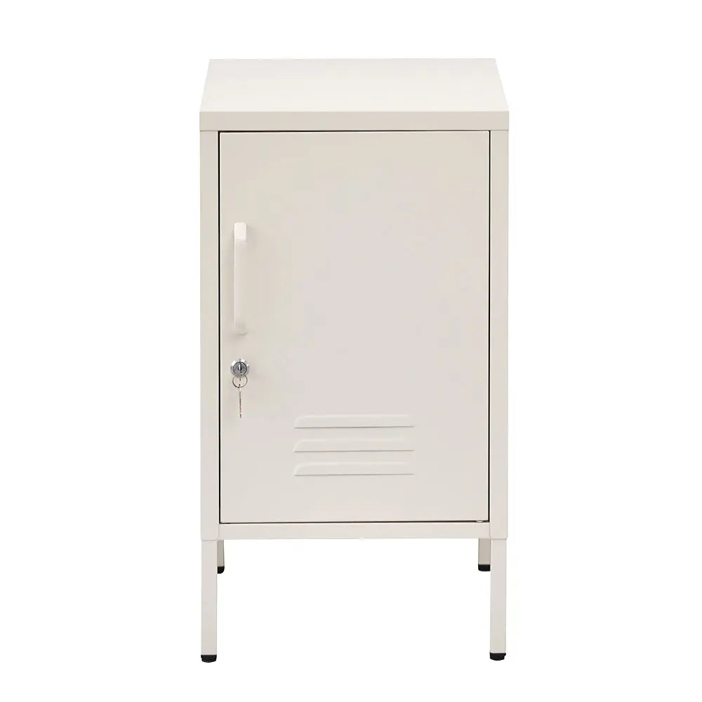 Artiss Bedside Table Metal Cabinet - White - Chez Guru
