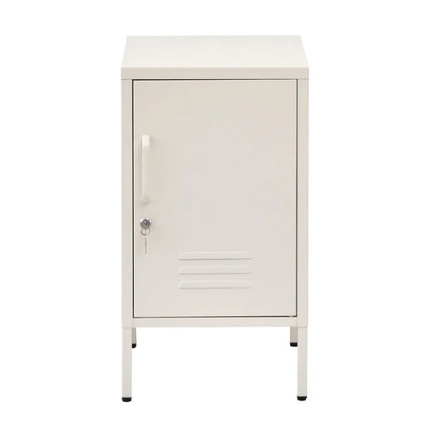 Artiss Bedside Table Metal Cabinet - White - Chez Guru