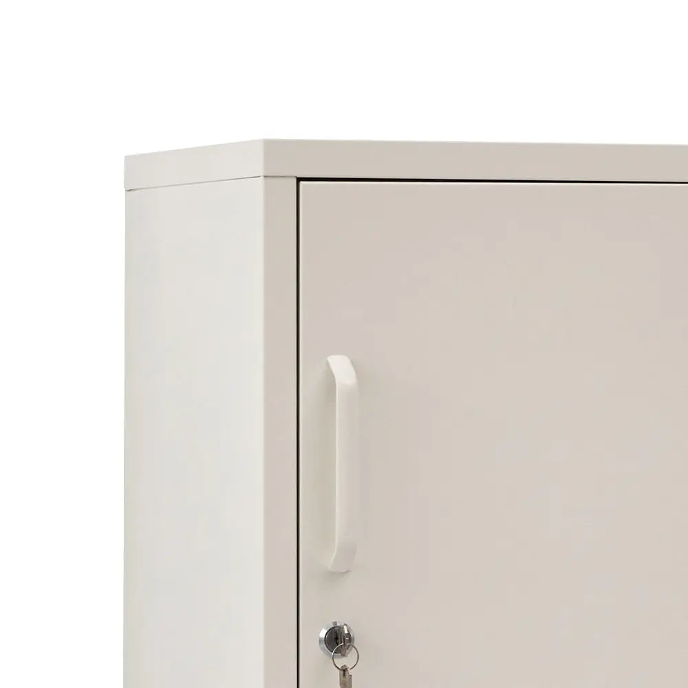 Artiss Bedside Table Metal Cabinet - White - Chez Guru