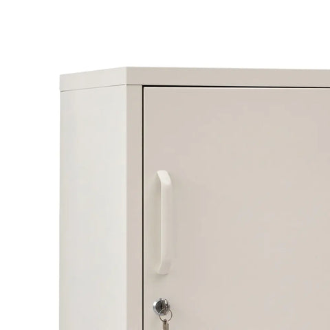 Artiss Bedside Table Metal Cabinet - White - Chez Guru