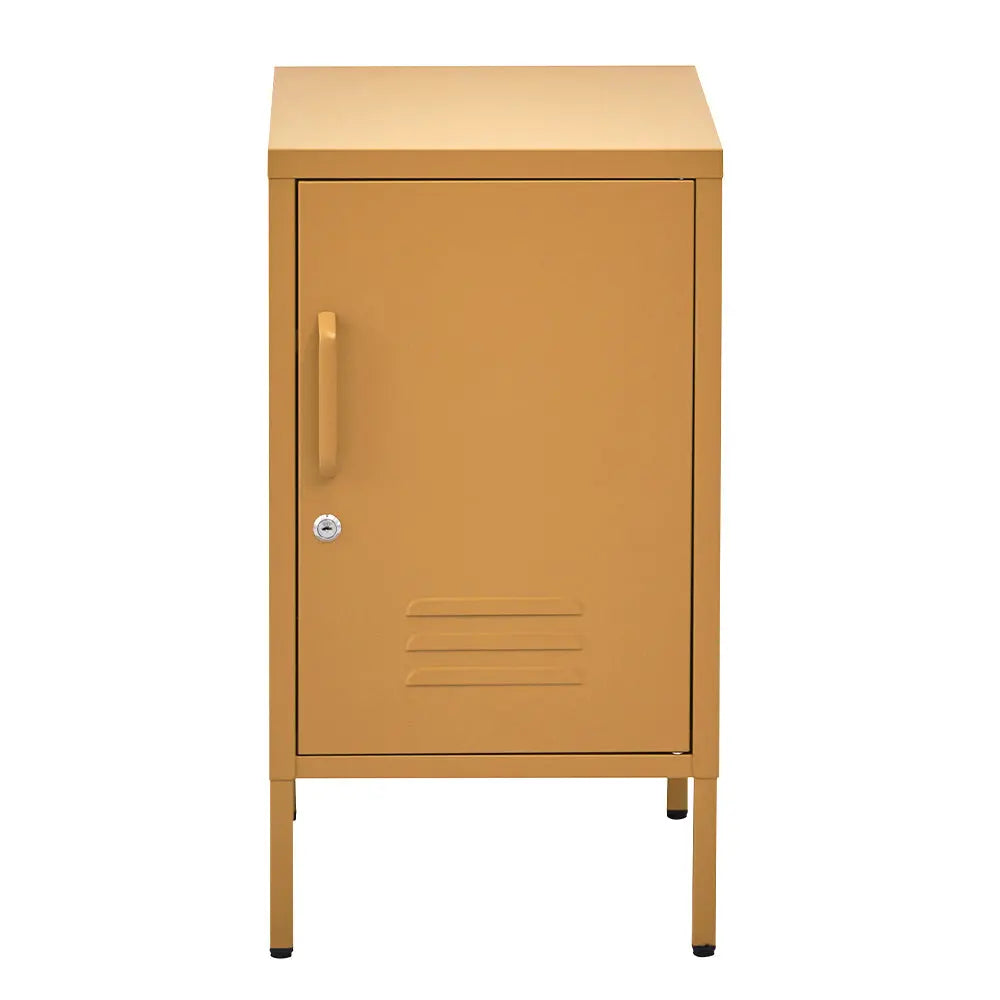 Artiss Bedside Table Metal Cabinet - Yellow - Chez Guru