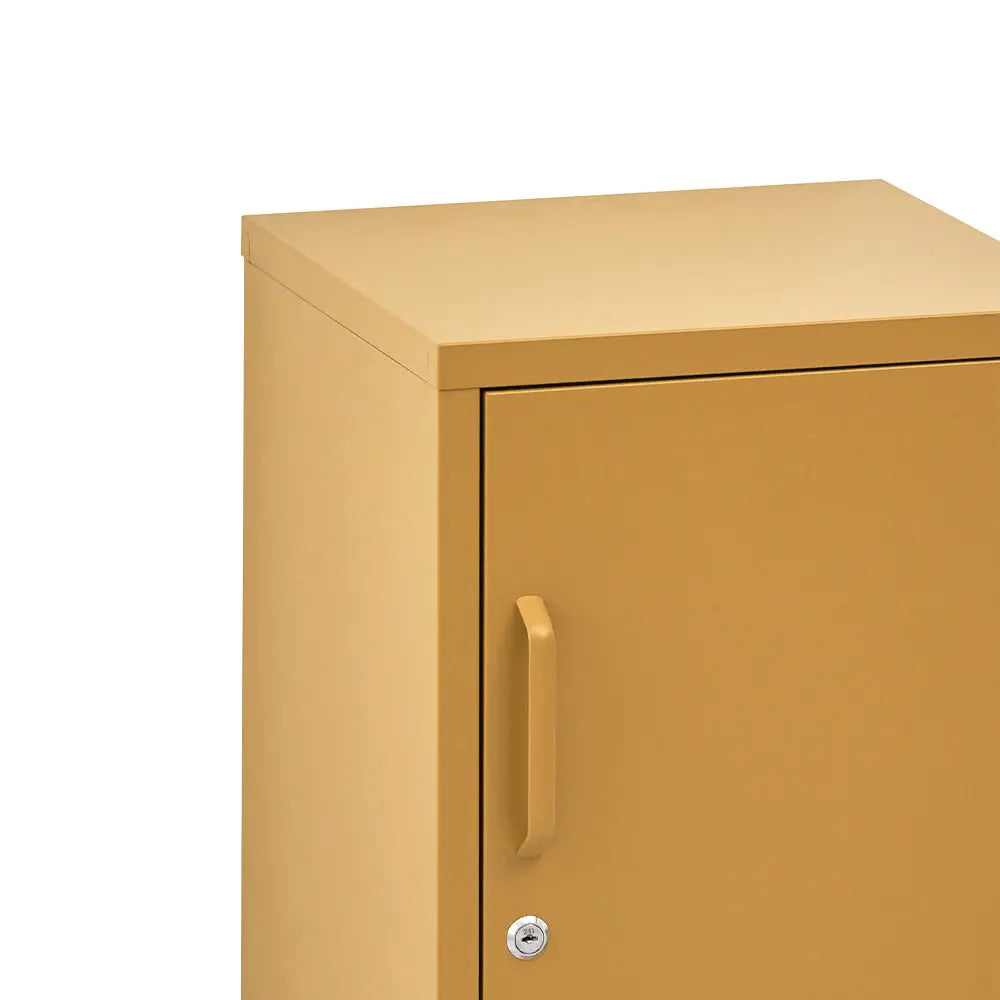 Artiss Bedside Table Metal Cabinet - Yellow - Chez Guru