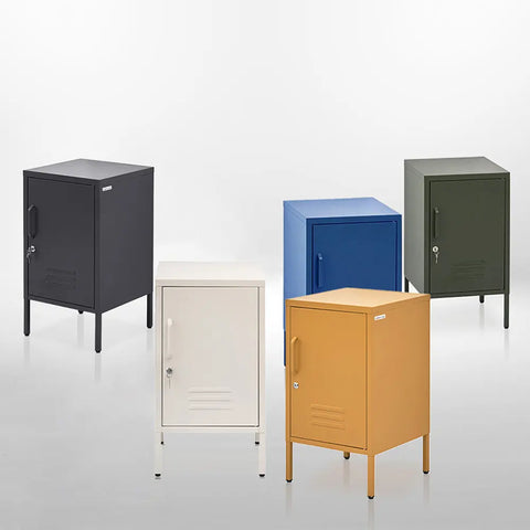 Artiss Bedside Table Metal Cabinet - Yellow - Chez Guru