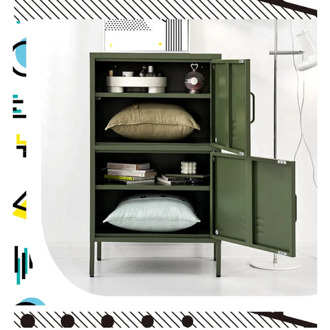 ArtissIn Buffet Sideboard Metal Cabinet - DOUBLE Green Chez Guru