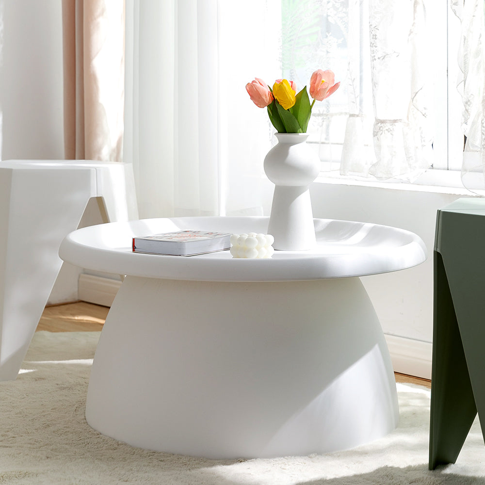 Artiss Coffee Table Round 71CM Plastic White Chez Guru