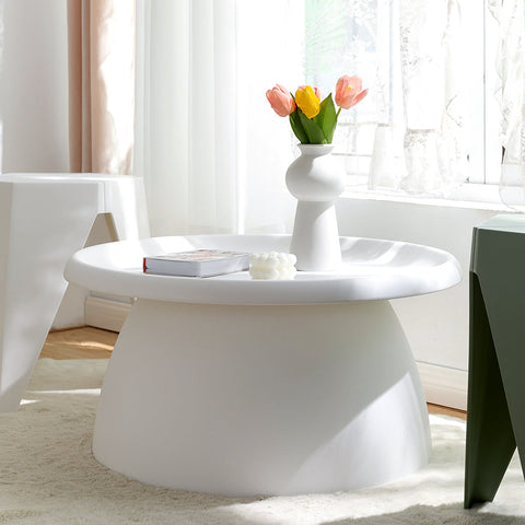 Artiss Coffee Table Round 71CM Plastic White Chez Guru