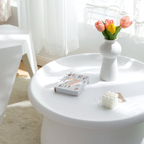Artiss Coffee Table Round 71CM Plastic White Chez Guru