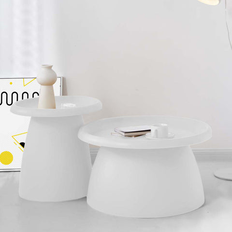 Artiss Coffee Table Round 71CM Plastic White Chez Guru
