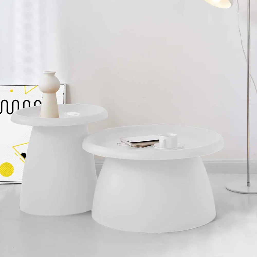 Artiss Coffee Table Round 52CM Plastic White - Chez Guru