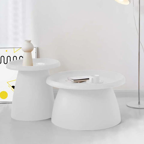Artiss Coffee Table Round 52CM Plastic White - Chez Guru