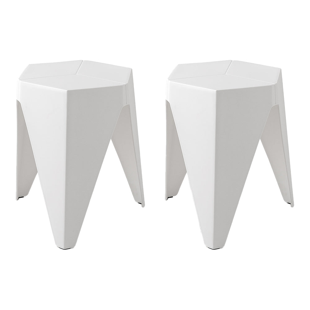 Artiss 2x Bar Stools Puzzle Plastic Foot Stool White Chez Guru