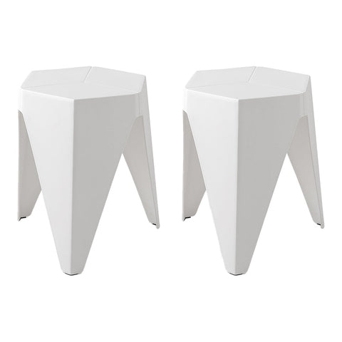 Artiss 2x Bar Stools Puzzle Plastic Foot Stool White Chez Guru
