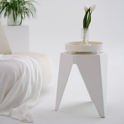 Artiss 4PC Puzzle Stool Bar Stools Stackable White Chez Guru