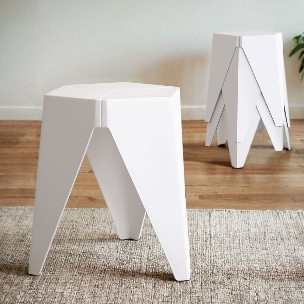 Artiss 4PC Puzzle Stool Bar Stools Stackable White Chez Guru