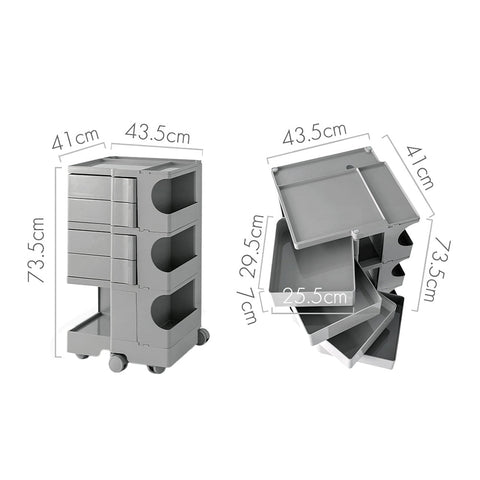 ArtissIn Storage Trolley Bedside Table 5 Tier Cart Boby Replica Grey Chez Guru