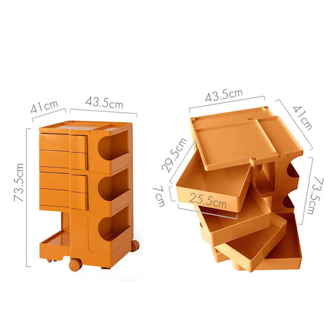 Artiss Storage Trolley Bedside Table 5 Tier Cart Boby Replica Orange Chez Guru