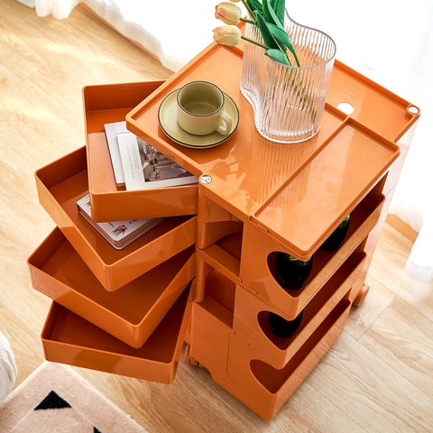Artiss Storage Trolley Bedside Table 5 Tier Cart Boby Replica Orange Chez Guru