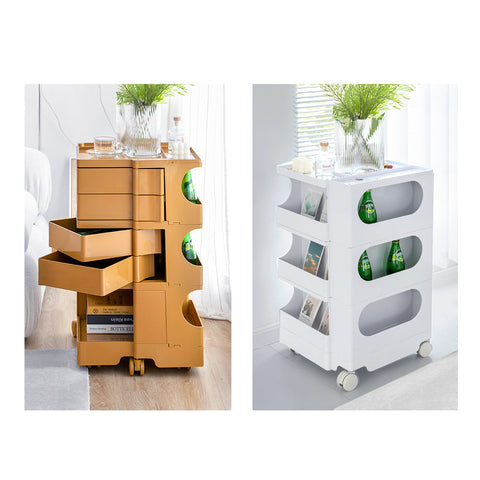 Artiss Storage Trolley Bedside Table 5 Tier Cart Boby Replica Orange Chez Guru