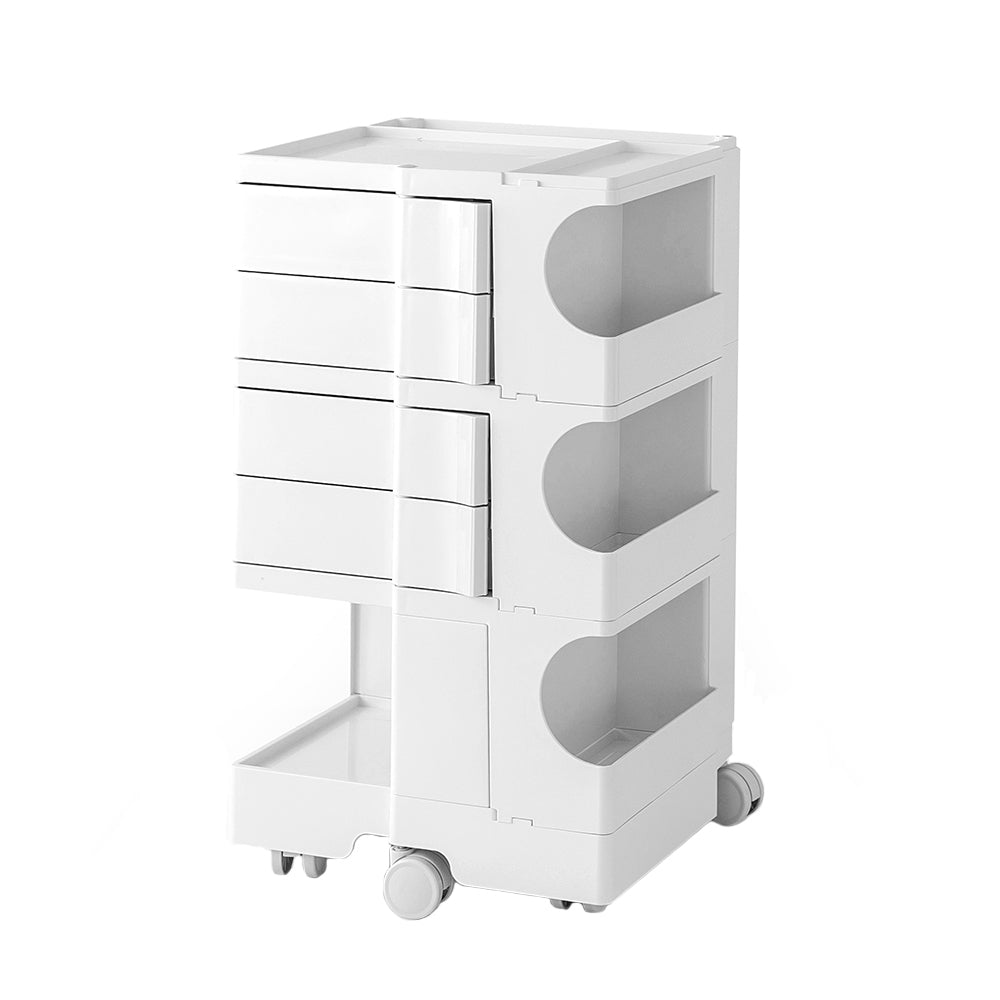 Artiss Storage Trolley Cart Bedside Table 5 Tier White Chez Guru