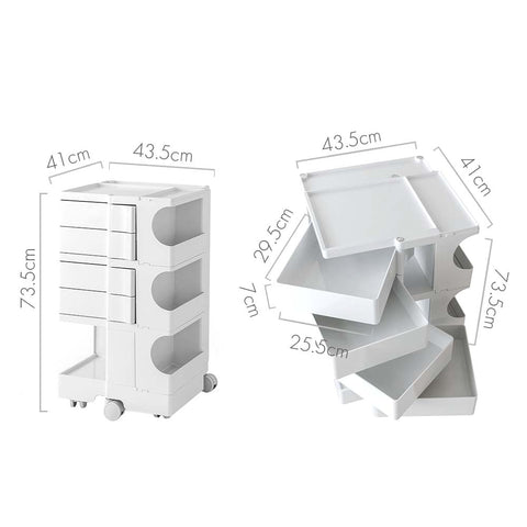 Artiss Storage Trolley Cart Bedside Table 5 Tier White Chez Guru