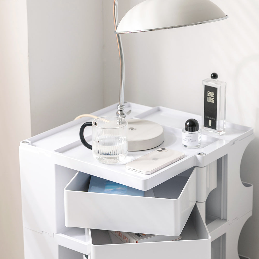 Artiss Storage Trolley Cart Bedside Table 5 Tier White Chez Guru