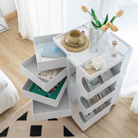 Artiss Storage Trolley Cart Bedside Table 5 Tier White Chez Guru