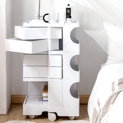 Artiss Storage Trolley Cart Bedside Table 5 Tier White Chez Guru