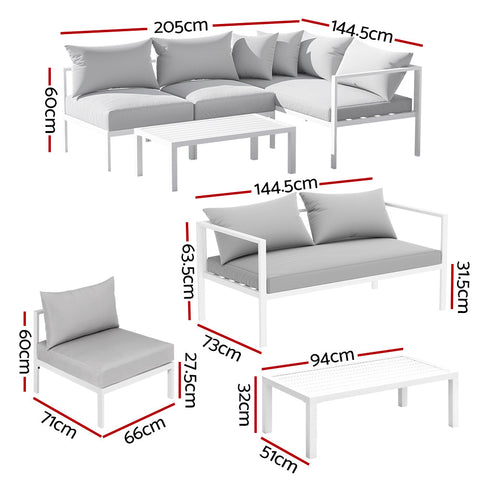 Gardeon 4 Seater Outdoor Sofa Set Aluminium Lounge Setting Chez Guru