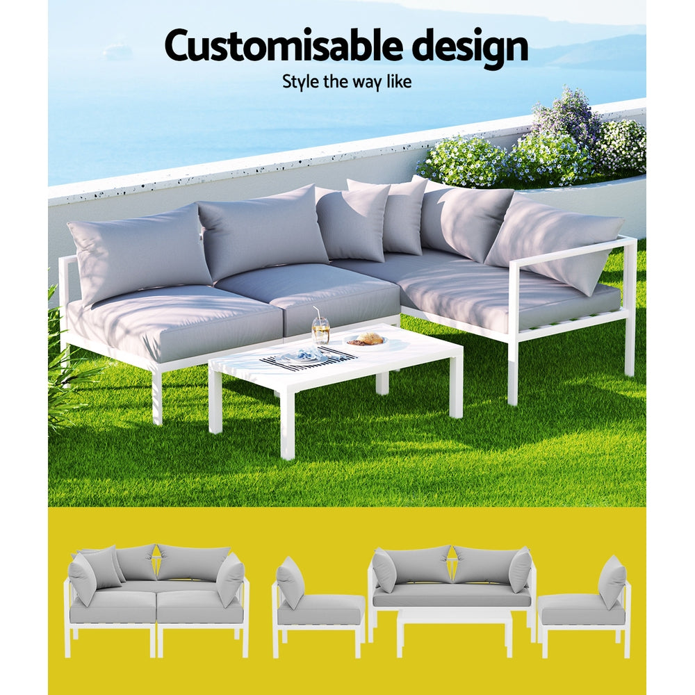 Gardeon 4 Seater Outdoor Sofa Set Aluminium Lounge Setting Chez Guru