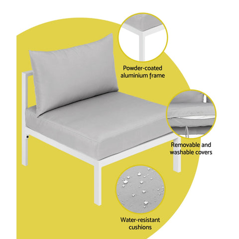 Gardeon 4 Seater Outdoor Sofa Set Aluminium Lounge Setting Chez Guru
