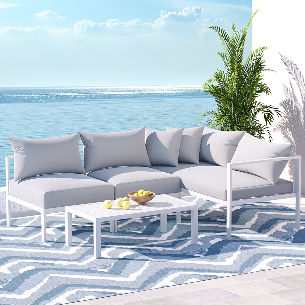 Gardeon 4 Seater Outdoor Sofa Set Aluminium Lounge Setting Chez Guru