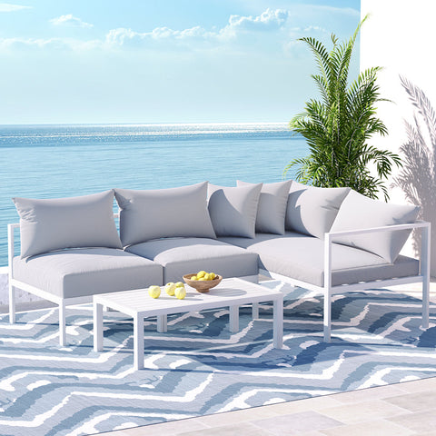 Gardeon 4 Seater Outdoor Sofa Set Aluminium Lounge Setting Chez Guru
