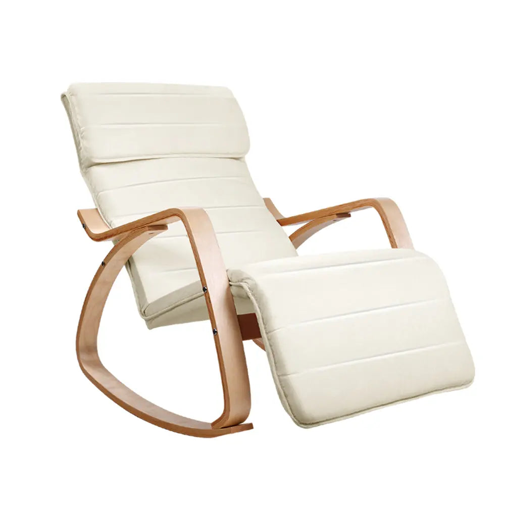 Artiss Rocking Armchair Footrest Nursing Beige Afton - Chez Guru
