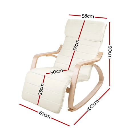 Artiss Rocking Armchair Footrest Nursing Beige Afton - Chez Guru