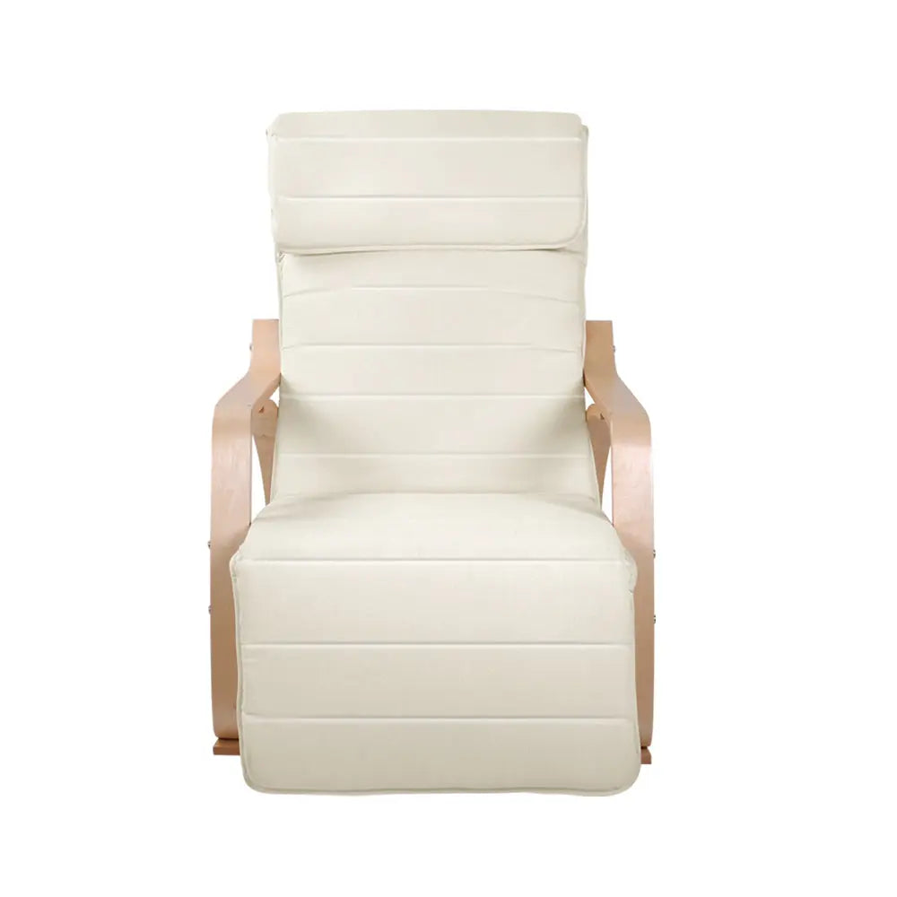 Artiss Rocking Armchair Footrest Nursing Beige Afton - Chez Guru