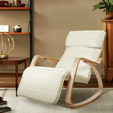 Artiss Rocking Armchair Footrest Nursing Beige Afton - Chez Guru
