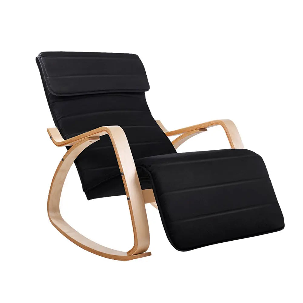 Artiss Rocking Armchair Footrest Nursing Black Afton - Chez Guru