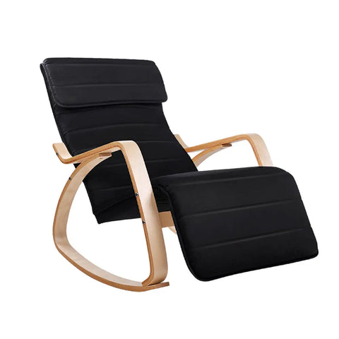Artiss Rocking Armchair Footrest Nursing Black Afton - Chez Guru