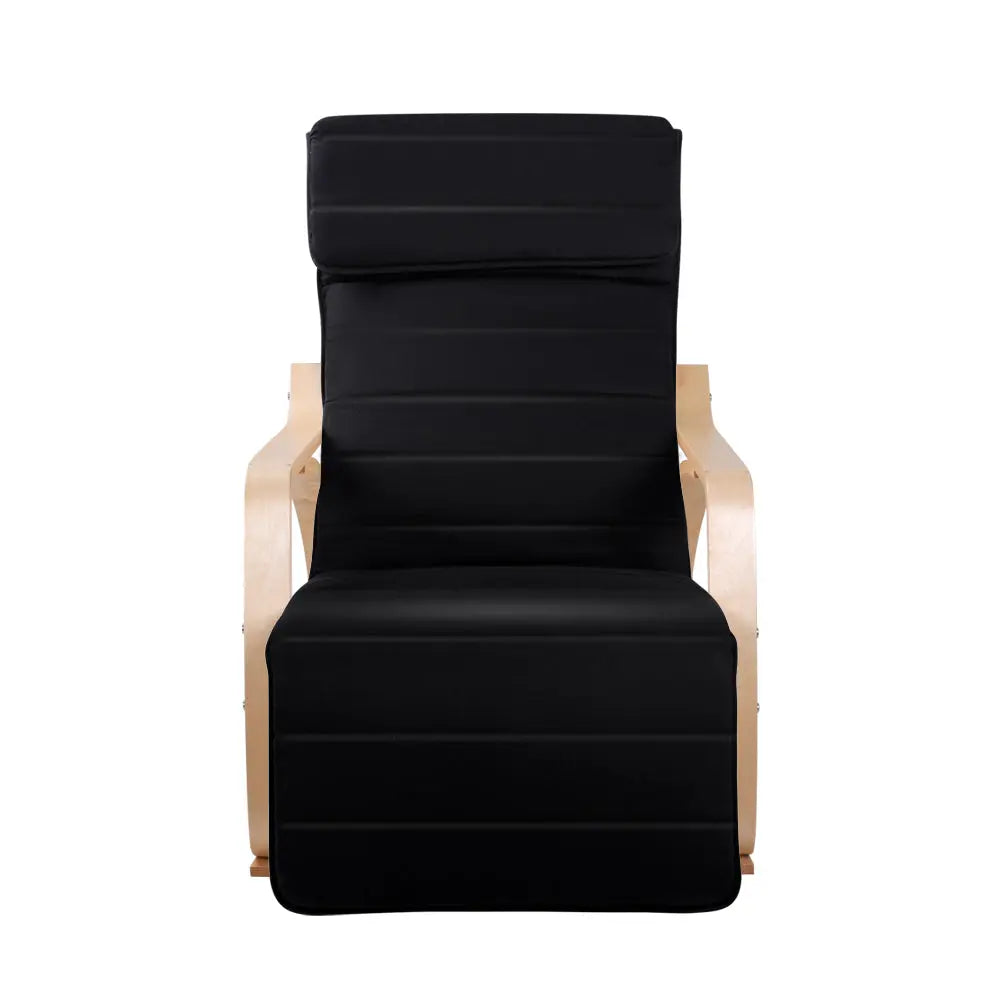 Artiss Rocking Armchair Footrest Nursing Black Afton - Chez Guru