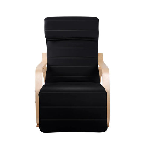 Artiss Rocking Armchair Footrest Nursing Black Afton - Chez Guru