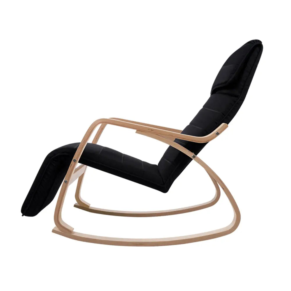 Artiss Rocking Armchair Footrest Nursing Black Afton - Chez Guru