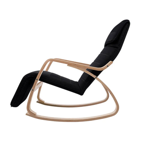 Artiss Rocking Armchair Footrest Nursing Black Afton - Chez Guru